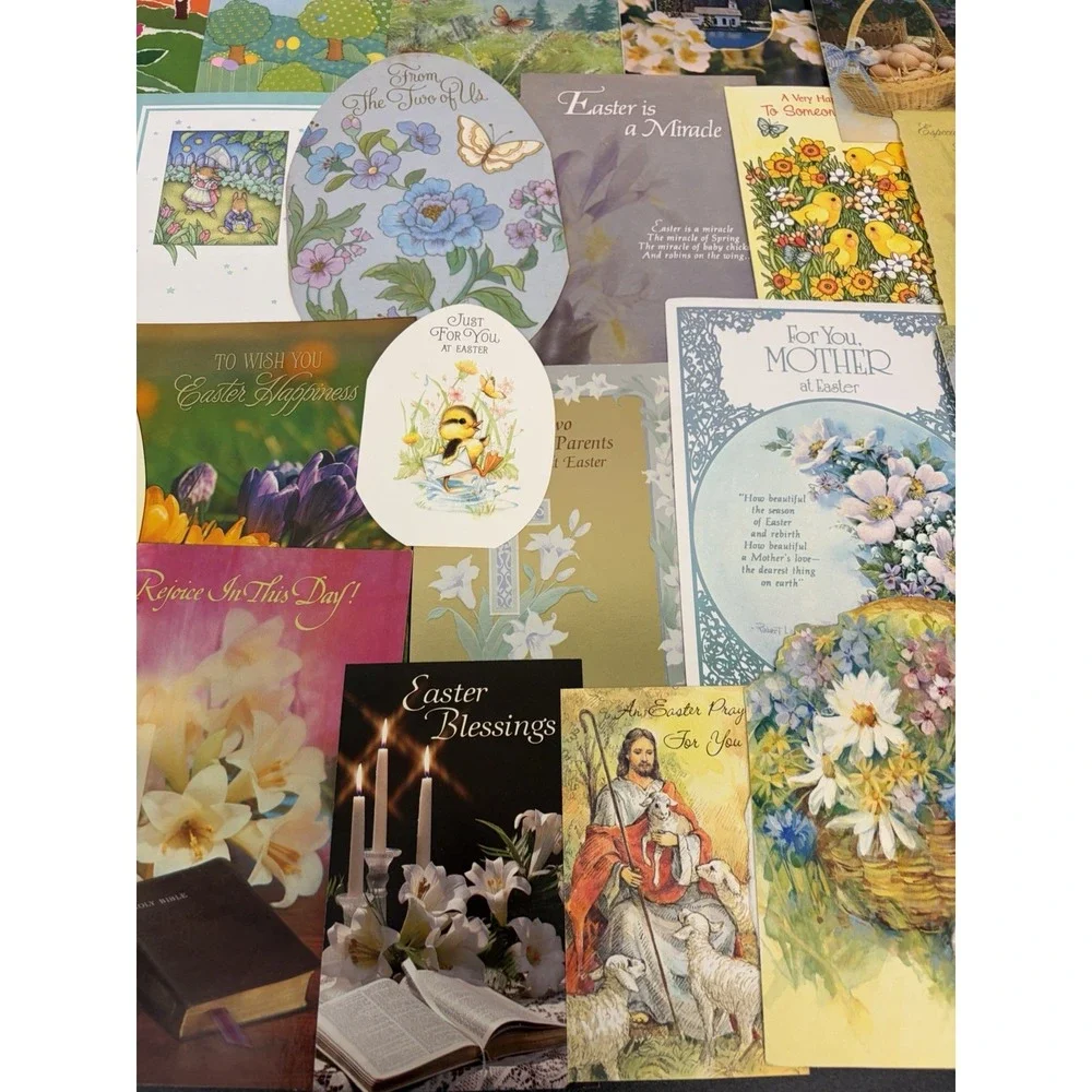 Vintage Easter Greeting Cards Fronts ONLY Scrapbooking Crafts Lot of 50+ Bunnies
